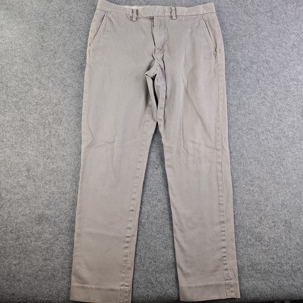 J Crew Bowery Stretch Pants Mens 30x30 Light Beige Flat Front Straight Leg